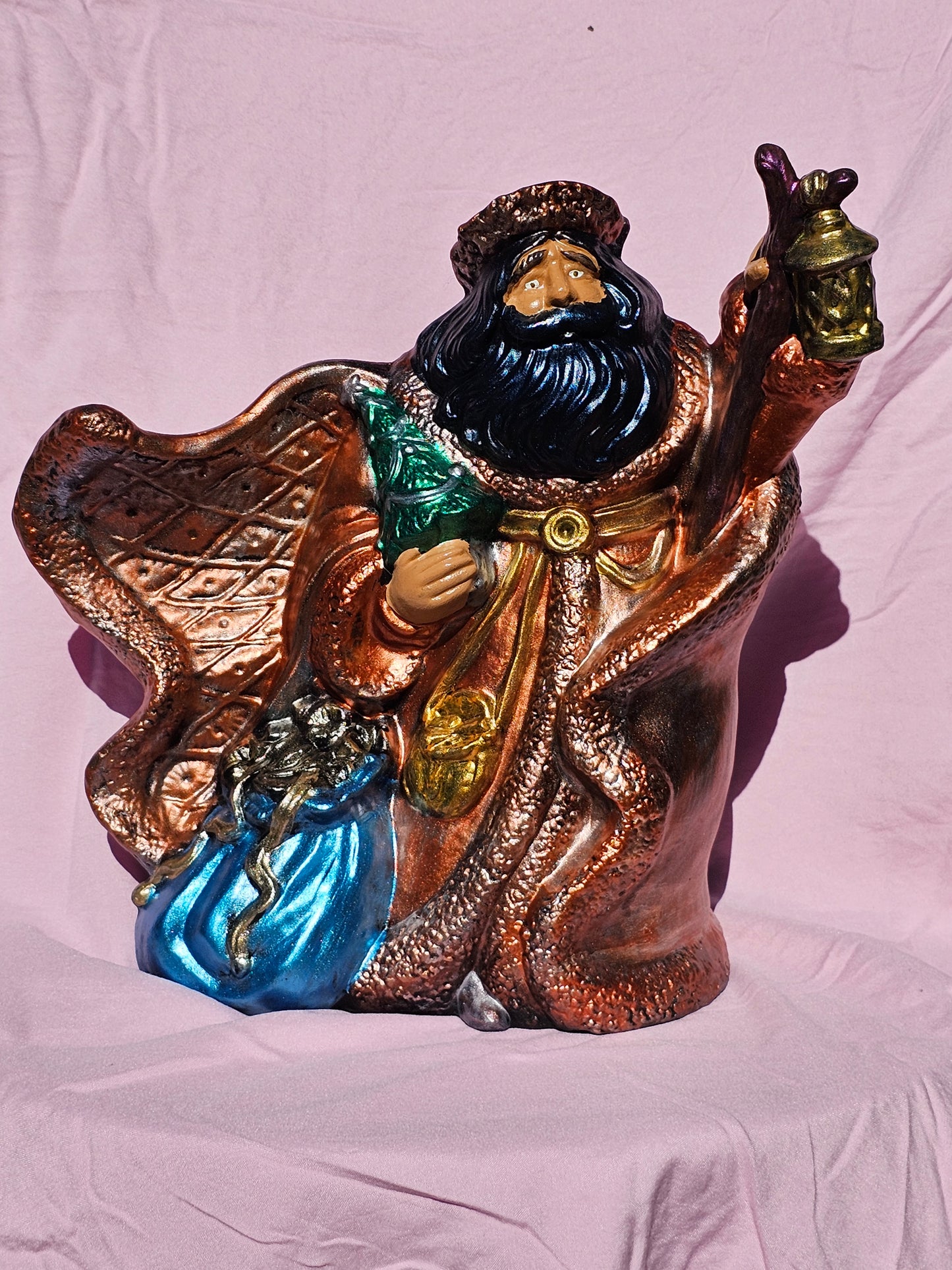 Old world ceramic Santa with lantern