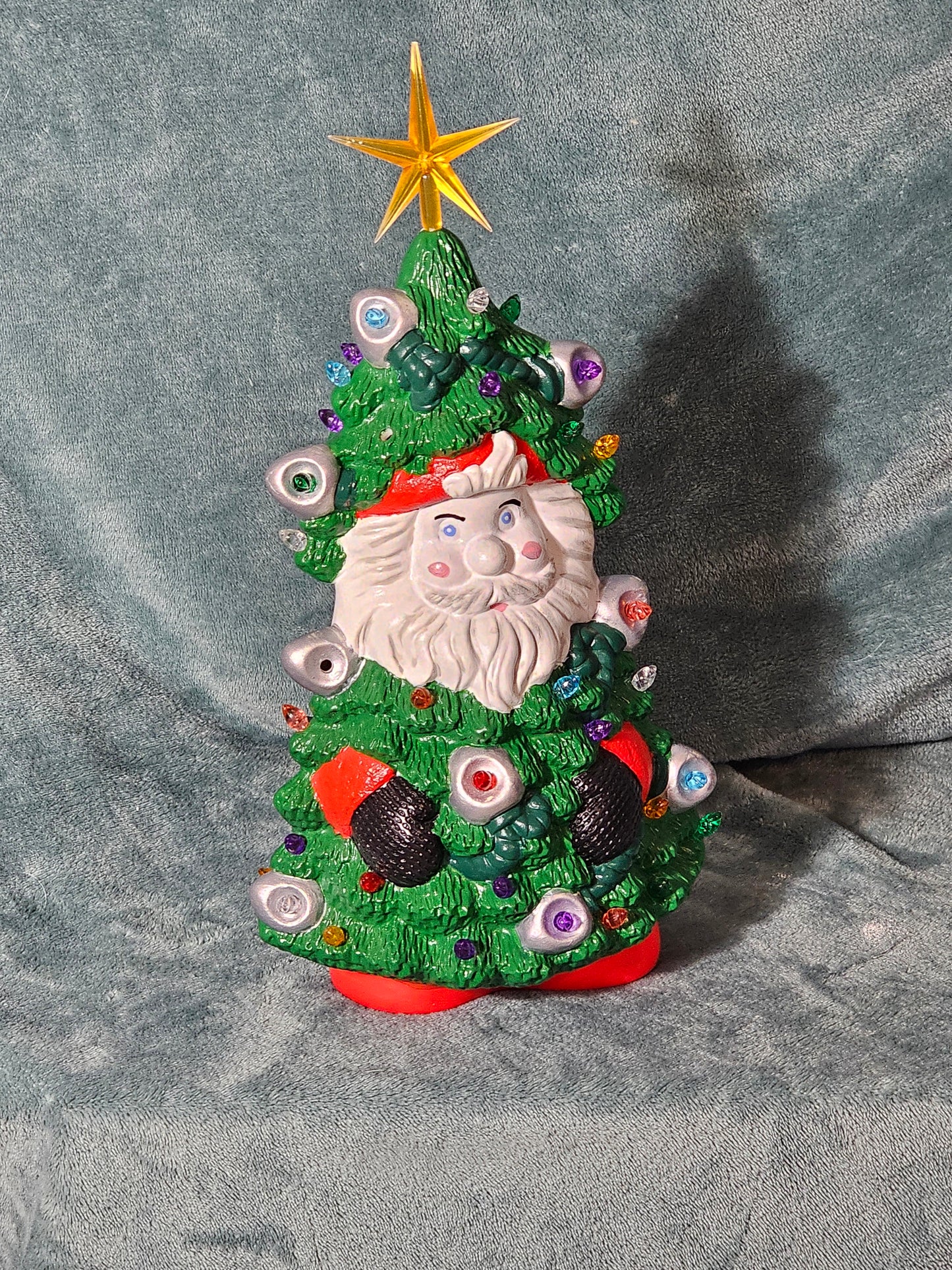 Ceramic Santa tree with bulbs and lights kit