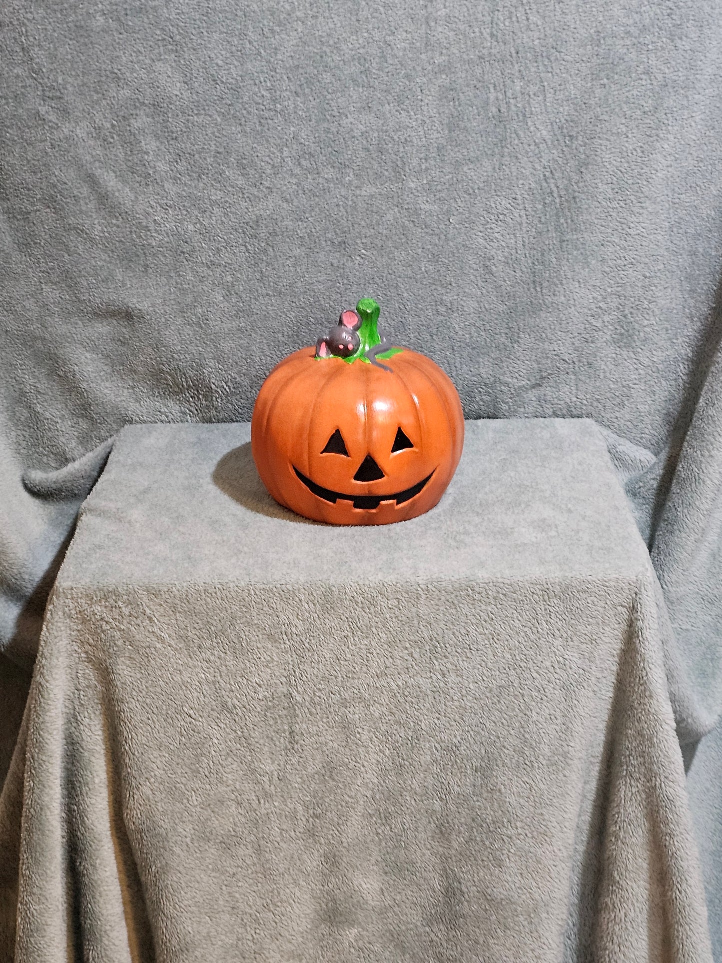 Dark Orange Pumpkin with grey mouse